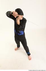 Man Young Athletic Fighting with sword Standing poses Casual Asian